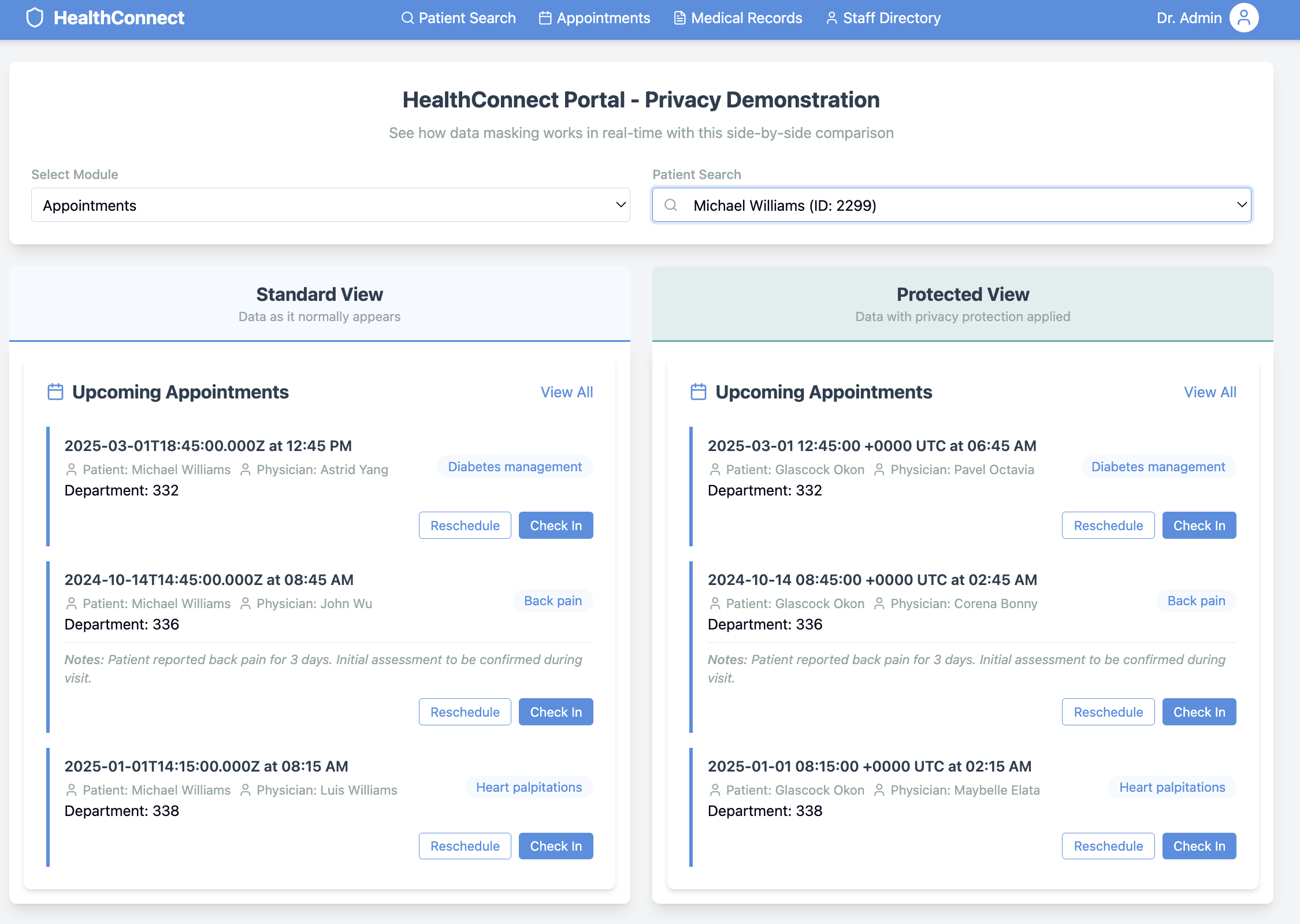 Masquer before and after comparison